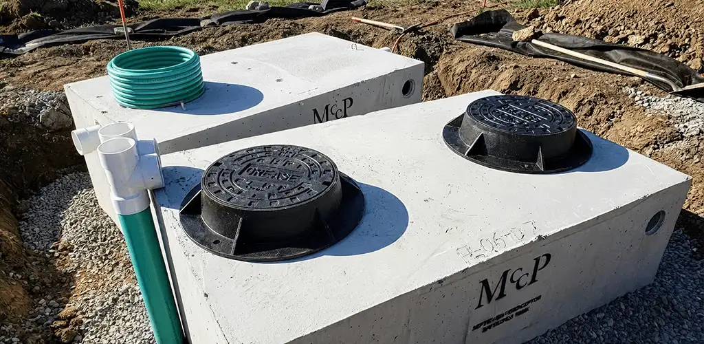 Grease trap installation unit set in place for drainage protection in Overland Park, KS