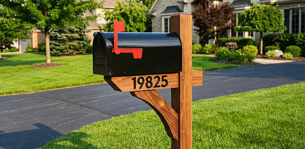 New mailbox installation with post and address number for a home in Overland Park, KS
